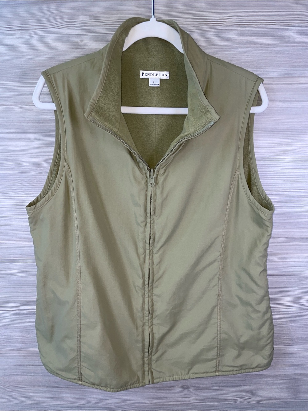 Pendleton Sage Green Zip-Front Fleece Lined Vest Size Large